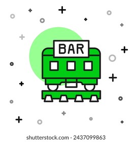 Filled outline Restaurant train icon isolated on white background.  Vector