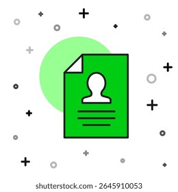 Filled outline Resume icon isolated on white background. CV application. Searching professional staff. Analyzing personnel resume.  Vector