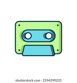 Filled outline Retro audio cassette tape icon isolated on white background. Flat filled outline style with shadow. Vector