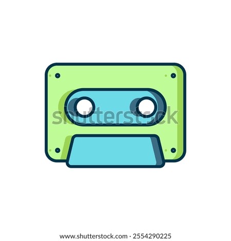 Filled outline Retro audio cassette tape icon isolated on white background. Flat filled outline style with shadow. Vector