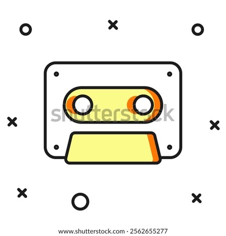 Filled outline Retro audio cassette tape icon isolated on white background. Flat filled outline style with shadow. Vector