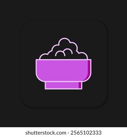 Filled outline Rice in a bowl icon isolated on black background. Traditional Asian food. Flat filled outline style with shadow. Vector