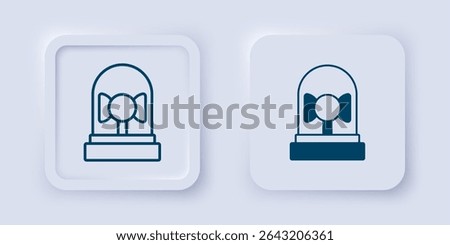 Filled and outline Ringing alarm bell icon isolated on grey background. Fire alarm system. Service bell, handbell sign, notification symbol. Square button. Vector