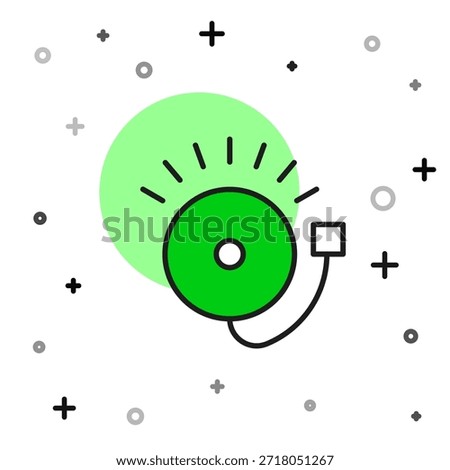 Filled outline Ringing alarm bell icon isolated on white background. Fire alarm system. Service bell, handbell sign, notification symbol.  Vector
