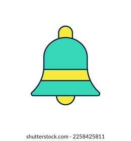 Filled outline Ringing bell icon isolated on white background. Alarm symbol, service bell, handbell sign, notification symbol.  Vector