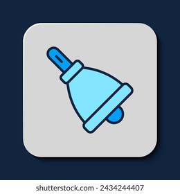 Filled outline Ringing bell icon isolated on blue background. Alarm symbol, service bell, handbell sign, notification symbol.  Vector