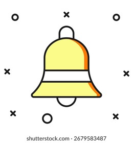 Filled outline Ringing bell icon isolated on white background. Alarm symbol, service bell, handbell sign, notification symbol. Flat filled outline style with shadow. Vector