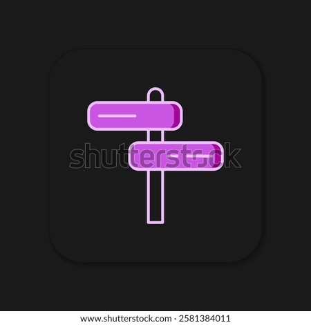 Filled outline Road traffic sign. Signpost icon isolated on black background. Pointer symbol. Isolated street information sign. Direction sign. Flat filled outline style with shadow. Vector