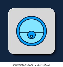 Filled outline Robot vacuum cleaner icon isolated on blue background. Home smart appliance for automatic vacuuming, digital device for house cleaning.  Vector