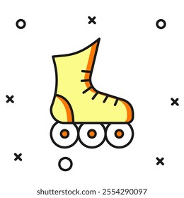 Filled outline Roller skate icon isolated on white background. Flat filled outline style with shadow. Vector