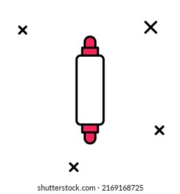 Filled outline Rolling pin icon isolated on white background.  Vector