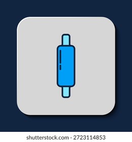 Esquema lleno Icono del perno rodante aislado en fondo azul.  Vector