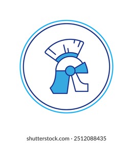 Filled outline Roman army helmet icon isolated on white background.  Vector