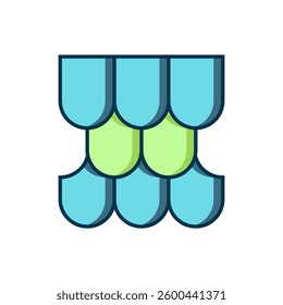 Filled outline Roof tile icon isolated on white background. Flat filled outline style with shadow. Vector