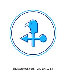 Icono de paleta de Clima de gallo de contorno lleno aislado sobre fondo blanco. Signo de Weathercock. Gallo de Windvane.  Vector