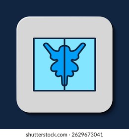 Filled outline Rorschach test icon isolated on blue background. Psycho diagnostic inkblot test Rorschach.  Vector