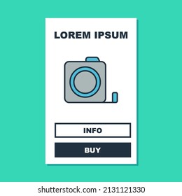 Filled outline Roulette construction icon isolated on turquoise background. Tape measure symbol.  Vector