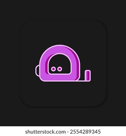 Filled outline Roulette construction icon isolated on black background. Tape measure symbol. Flat filled outline style with shadow. Vector