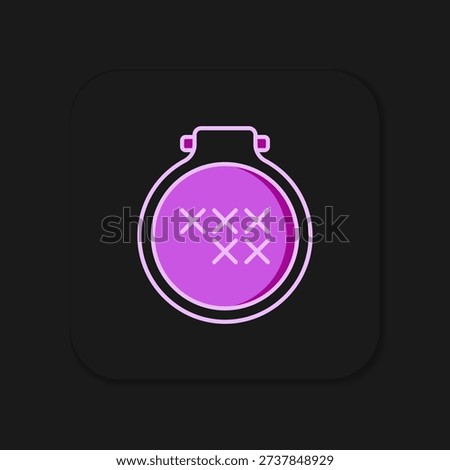Filled outline Round adjustable embroidery hoop icon isolated on black background. Thread and needle for embroidery. Flat filled outline style with shadow. Vector