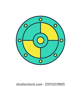 Filled outline Round shield icon isolated on white background. Security, safety, protection, privacy, guard concept.  Vector