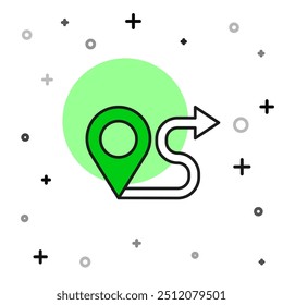 Filled outline Route location icon isolated on white background. Map pointer sign. Concept of path or road. GPS navigator.  Vector