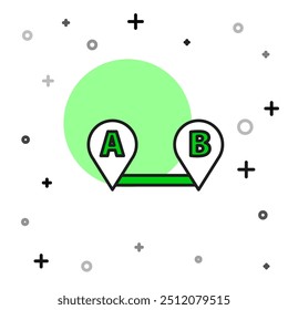 Filled outline Route location icon isolated on white background. Map pointer sign. Concept of path or road. GPS navigator.  Vector