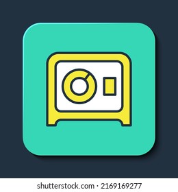 Filled Outline Safe Icon Isolated On Blue Background. The Door Safe A Bank Vault With A Combination Lock. Reliable Data Protection. Turquoise Square Button. Vector