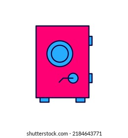 Símbolo relleno Icono seguro aislado en fondo blanco. La puerta protege una bóveda de banco con una cerradura combinada. Protección de datos fiable.  Vector