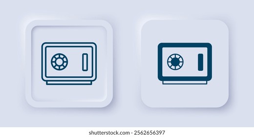 Filled and outline Safe icon isolated on grey background. The door safe a bank vault with a combination lock. Reliable Data Protection. Square button. Vector