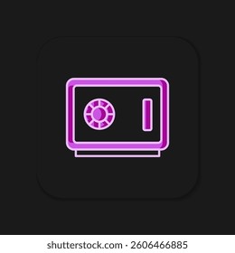 Filled outline Safe icon isolated on black background. The door safe a bank vault with a combination lock. Reliable Data Protection. Flat filled outline style with shadow. Vector