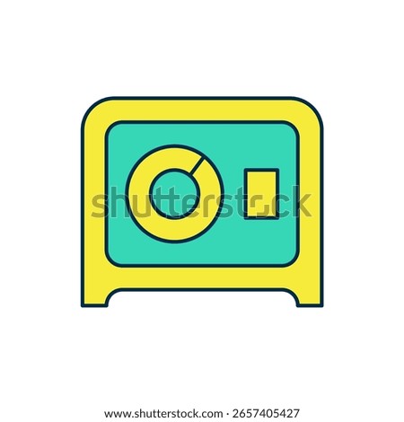 Filled outline Safe icon isolated on white background. The door safe a bank vault with a combination lock. Reliable Data Protection.  Vector