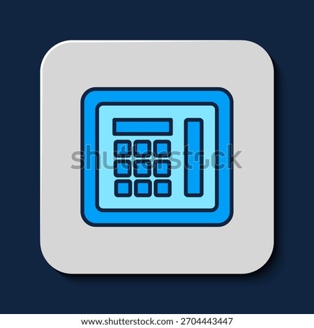 Filled outline Safe icon isolated on blue background. The door safe a bank vault with a combination lock. Reliable Data Protection.  Vector
