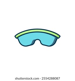Filled outline Safety goggle glasses icon isolated on white background. Flat filled outline style with shadow. Vector