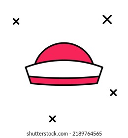 Filled outline Sailor hat icon isolated on white background.  Vector