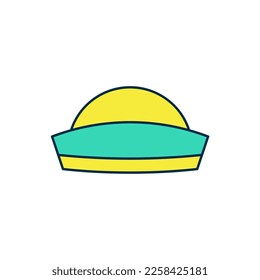 Filled outline Sailor hat icon isolated on white background.  Vector