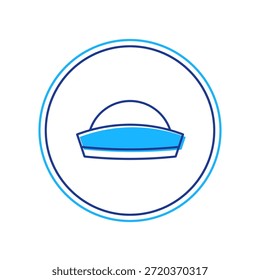 Filled outline Sailor hat icon isolated on white background.  Vector