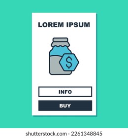 Filled outline Sale in jar of honey icon isolated on turquoise background. Food bank. Sweet natural food symbol.  Vector