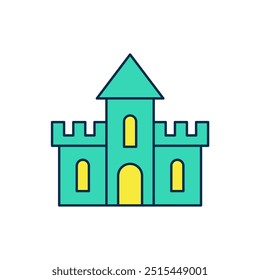 Icono de castillo de arena aislado sobre fondo blanco.  Vector