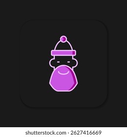 Filled outline Santa Claus hat and beard icon isolated on black background. Merry Christmas and Happy New Year. Flat filled outline style with shadow. Vector
