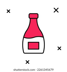 Filled outline Sauce bottle icon isolated on white background. Ketchup, mustard and mayonnaise bottles with sauce for fast food.  Vector