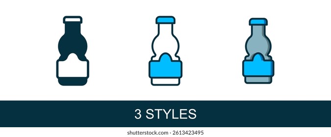 Filled outline Sauce bottle icon isolated on white background. Ketchup, mustard and mayonnaise bottles with sauce for fast food.  Vector