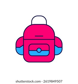 Filled outline School backpack icon isolated on white background.  Vector