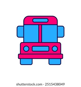 Filled outline School Bus icon isolated on white background. Public transportation symbol.  Vector