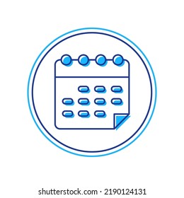 Filled outline School timetable icon isolated on white background.  Vector