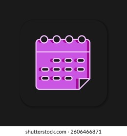 Filled outline School timetable icon isolated on black background. Flat filled outline style with shadow. Vector