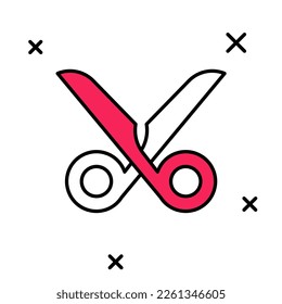 Filled outline Scissors icon isolated on white background. Cutting tool sign.  Vector
