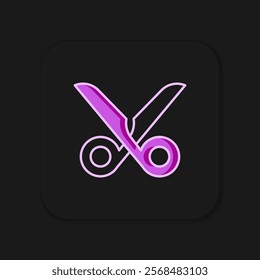 Filled outline Scissors icon isolated on black background. Cutting tool sign. Flat filled outline style with shadow. Vector