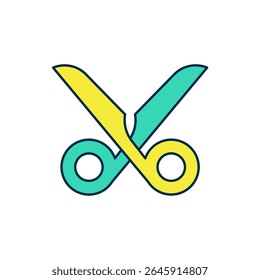 Filled outline Scissors icon isolated on white background. Cutting tool sign.  Vector