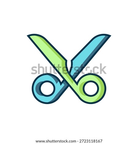 Filled outline Scissors icon isolated on white background. Cutting tool sign. Flat filled outline style with shadow. Vector