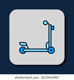 Filled outline Scooter icon isolated on blue background.  Vector